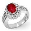 Image 1 : 2.25 CTW Ruby & Diamond Ring 18K White Gold - REF-114R2K - 11920