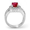 Image 2 : 2.25 CTW Ruby & Diamond Ring 18K White Gold - REF-114R2K - 11920