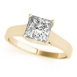 0.75 CTW Certified VS/SI Princess Diamond Solitaire Ring 18K Yellow Gold - REF-207K8R - 28145