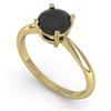 Image 2 : 1.0 CTW Black Diamond Engagement Designer Ring 18K Yellow Gold - REF-44H5W - 32404