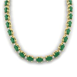 55.5 CTW Emeral & VS/SI Certified Diamond Eternity Necklace 10K Yellow Gold - REF-425H5W - 29423