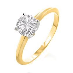 1.0 CTW Certified VS/SI Diamond Solitaire Ring 14K 2-Tone Gold - REF-346K9R - 12129