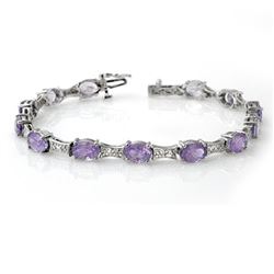 12.04 CTW Tanzanite & Diamond Bracelet 10K White Gold - REF-95X3T - 13806