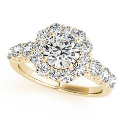 2.25 CTW Certified VS/SI Diamond Solitaire Halo Ring 18K Yellow Gold - REF-445T3X - 26268