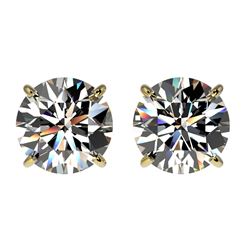 2.05 CTW Certified H-SI/I Quality Diamond Solitaire Stud Earrings 10K Yellow Gold - REF-289W3H - 366