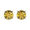 Image 1 : 1 CTW Certified Intense Yellow SI Diamond Solitaire Stud Earrings 10K White Gold - REF-141F8M - 3305