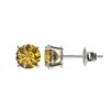 Image 2 : 1 CTW Certified Intense Yellow SI Diamond Solitaire Stud Earrings 10K White Gold - REF-141F8M - 3305