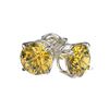 Image 4 : 1 CTW Certified Intense Yellow SI Diamond Solitaire Stud Earrings 10K White Gold - REF-141F8M - 3305