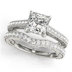 1.65 CTW Certified VS/SI Princess Diamond Solitaire 2Pc Set 14K White Gold - REF-443H3W - 31754