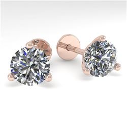 2.0 CTW Certified VS/SI Diamond Stud Earrings Martini 14K Rose Gold - REF-525N8Y - 38316