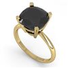 Image 2 : 6.0 CTW Cushion Black Diamond Engagement Designer Ring 18K Yellow Gold - REF-162M2F - 32461