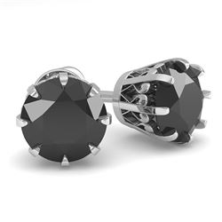 2.0 CTW Black Diamond Stud Solitaire Earrings 18K White Gold - REF-81K8R - 35691