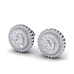 2.61 CTW VS/SI Diamond Solitaire Art Deco Stud Earrings 18K White Gold - REF-381H8W - 37082