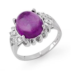 4.25 CTW Amethyst & Diamond Ring 10K White Gold - REF-31T6X - 13398