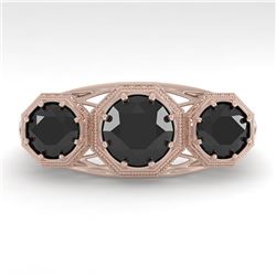 2 CTW Past Present Future Black Diamond Ring 18K Rose Gold - REF-90N4Y - 36074