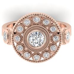 0.85 CTW Certified VS/SI Diamond Art Deco 3 Stone Ring 14K Rose Gold - REF-102F5M - 30472