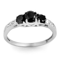 1.05 CTW Vs Certified Black & White Diamond Ring 14K White Gold - REF-43K6R - 11791