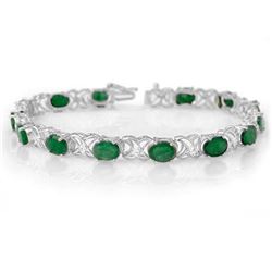 12.05 CTW Emerald & Diamond Bracelet 14K White Gold - REF-106Y2N - 11218