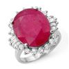 Image 1 : 13.12 CTW Ruby & Diamond Ring 18K White Gold - REF-146W2H - 12944