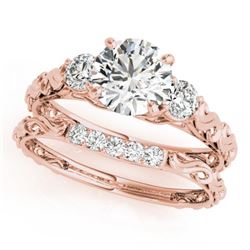 1.39 CTW Certified VS/SI Diamond 3 Stone 2Pc Wedding Set 14K Rose Gold - REF-368R2K - 32055