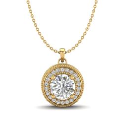 1.25 CTW VS/SI Diamond Solitaire Art Deco Necklace 18K Yellow Gold - REF-218M2F - 37144