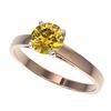 Image 1 : 1 CTW Certified Intense Yellow SI Diamond Solitaire Engagement Ring 10K Rose Gold - REF-140K4R - 329