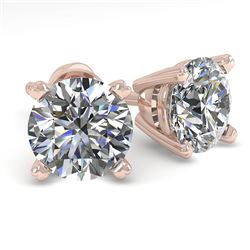 1.53 CTW VS/SI Diamond Stud Designer Earrings 14K Rose Gold - REF-300W2H - 30591