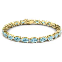 25.8 CTW Sky Blue Topaz & VS/SI Certified Diamond Eternity Bracelet 10K Yellow Gold - REF-118R4K - 2