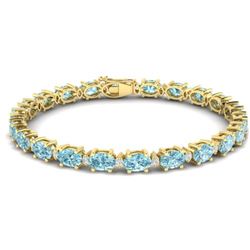 25.8 CTW Sky Blue Topaz & VS/SI Certified Diamond Eternity Bracelet 10K Yellow Gold - REF-118R4K - 2