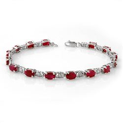 8.40 CTW Ruby Bracelet 10K White Gold - REF-69F3M - 13989