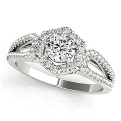 1.43 CTW Certified VS/SI Diamond Solitaire Halo Ring 18K White Gold - REF-379H8W - 26760