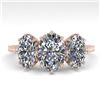 Image 1 : 2 CTW Solitaire Past Present Future VS/SI Oval Cut Diamond Ring 18K Rose Gold - REF-414H2W - 35780