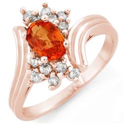 1.0 CTW Orange Sapphire & Diamond Ring 14K Rose Gold - REF-35F3M - 10367