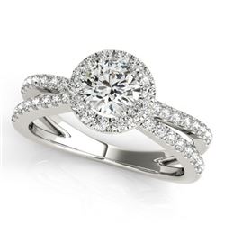 1.36 CTW Certified VS/SI Diamond Solitaire Halo Ring 18K White Gold - REF-230T4X - 26620