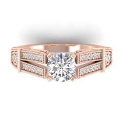 1.5 CTW Certified VS/SI Diamond Solitaire Art Deco Ring 14K Rose Gold - REF-373R3K - 30475