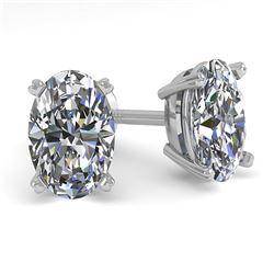 1.0 CTW Oval Cut VS/SI Diamond Stud Designer Earrings 14K White Gold - REF-148R2K - 38359