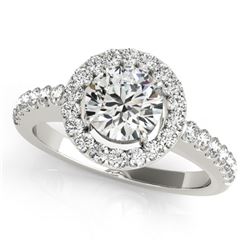 0.76 CTW Certified VS/SI Diamond Solitaire Halo Ring 18K White Gold - REF-128M8F - 26326