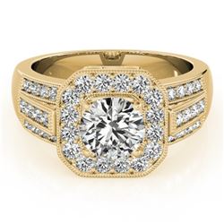 1.5 CTW Certified VS/SI Diamond Solitaire Halo Ring 18K Yellow Gold - REF-292H4W - 26894