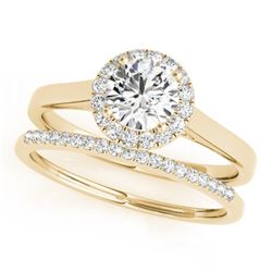 1.42 CTW Certified VS/SI Diamond 2Pc Wedding Set Solitaire Halo 14K Yellow Gold - REF-391M8F - 30992