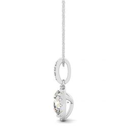 0.70 CTW Certified VS/SI Diamond Solitaire Halo Necklace 14K White Gold - REF-90R8K - 30125