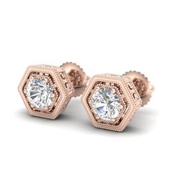 1.07 CTW VS/SI Diamond Solitaire Art Deco Stud Earrings 18K Rose Gold - REF-190M9F - 36900