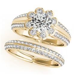 2.41 CTW Certified VS/SI Diamond 2Pc Wedding Set Solitaire Halo 14K Yellow Gold - REF-590K8R - 31291