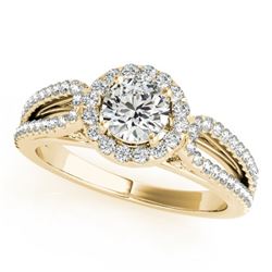 1.15 CTW Certified VS/SI Diamond Solitaire Halo Ring 18K Yellow Gold - REF-204K8R - 26427