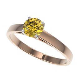 0.75 CTW Certified Intense Yellow SI Diamond Solitaire Engagement Ring 10K Rose Gold - REF-112R2K - 