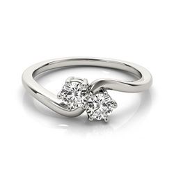 0.75 CTW Certified VS/SI Diamond 2 Stone 2 Stone Ring 18K White Gold - REF-119H3W - 28230