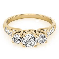 1.25 CTW Certified VS/SI Diamond 3 Stone Ring 18K Yellow Gold - REF-166X2T - 28082