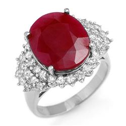 8.32 CTW Ruby & Diamond Ring 18K White Gold - REF-131W3H - 12852