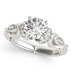 0.95 CTW Certified VS/SI Diamond Solitaire Antique Ring 18K White Gold - REF-200W5H - 27306