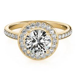 1.65 CTW Certified VS/SI Diamond Solitaire Halo Ring 18K Yellow Gold - REF-576X5T - 26990