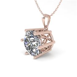 1 CTW Certified VS/SI Diamond Solitaire Necklace 18K Rose Gold - REF-274X6T - 35861